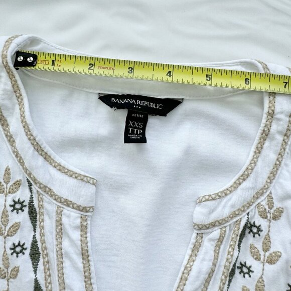 banana republic sleeveless top XXS Embroidered Design White Green And Beige - Picture 10 of 12